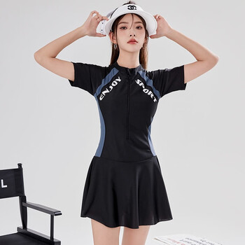 卡富亚库班猪泳衣女夏保守连体显瘦遮肚裙式温泉游泳馆专用初中学生