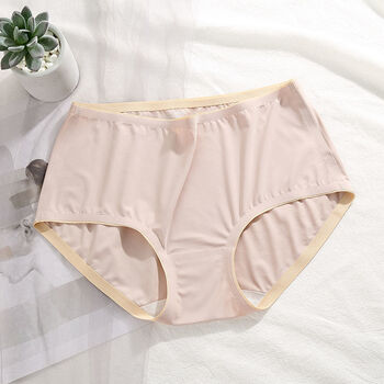 冰丝内裤女士新款无痕中腰纯棉底裆学生内短裤夏裤衩女红杏m80110斤
