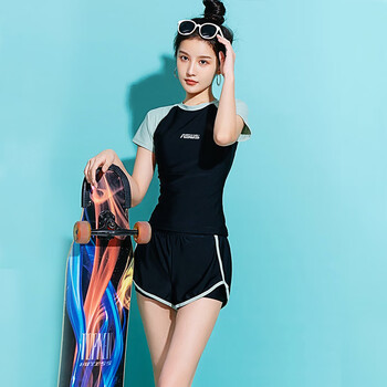 阿瑞娜泳衣女保守分体泡温泉2023新款游泳衣大码胖mm遮肉感泳装 图片