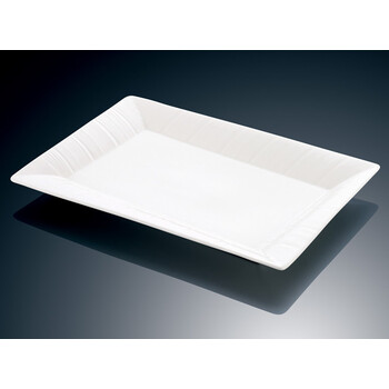 欧式创意盘子陶瓷浮雕碟子纯白色酒店餐具菜盘长方形条盘蛋糕点盘 8寸