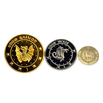 礼品古灵阁哈利波特金币哈利波特金加隆万圣节礼物配钱袋 三枚钱币