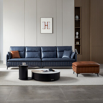 南方家居高档轻奢科技布沙发 意式简约科技布沙发直排客厅双人位三人