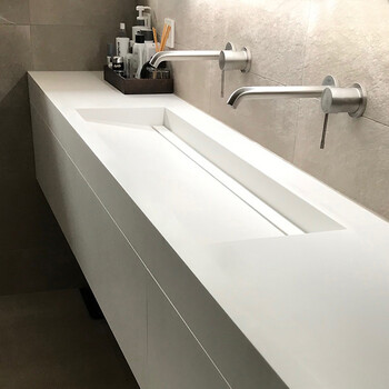 欧帝奴制简约岩板一体台盆人造石洗手盆木质浴室柜组合洗漱台盆面盆