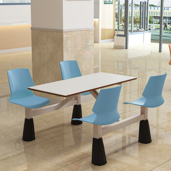 彬蔚快餐桌椅连体组合学校食堂员工饭堂高速服务区餐厅四人位连体餐桌