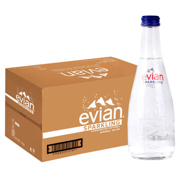 依云（evian） 天然矿泉水  法国原装进口饮用水 依云含气330ml*20瓶 包装随机