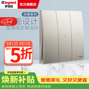 罗格朗（LEGRAND）开关插座面板 未莱系列粉铂金色86型曲面薄款磨砂质感清单报价 三开单控带LED指示灯