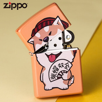 zippo之宝防风打火机哑漆彩印旺旺可爱柴犬大橘进口煤油火机男柴帽双
