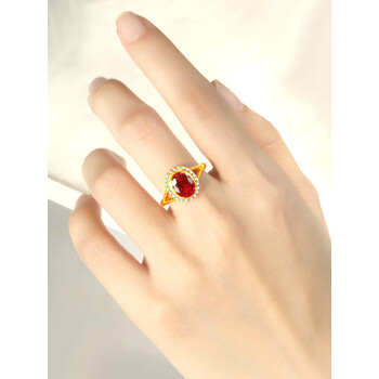 红宝石黄金戒指足金999手饰足金戒指女款送七夕情人节礼物 999足金(活