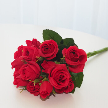 陶瓷花瓶客厅餐桌摆件装饰玫瑰花艺创意生活日用 一束红色花(单支)