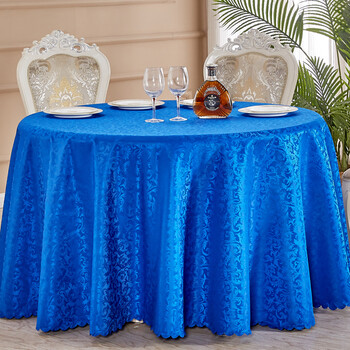 酒店饭店用的餐桌布餐厅圆形大圆桌桌布台布茶几专用长方形布艺蓝色24