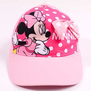迪士尼(disney)儿童帽子女童夏季薄款遮阳帽米妮棒球帽 粉点 52cm
