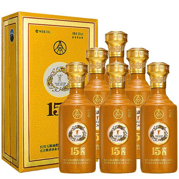 五粮液股份出品53度酱香型白酒 15酱(30版)500ml*6瓶整箱装