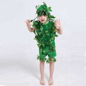 环保服装儿童小草时装秀男童小树演出服大树服装舞台道具表演话剧 短