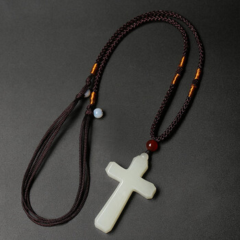 【官方旗舰】和田玉十字架挂件男女款玉石吊坠项链天然白玉玉佩情侣