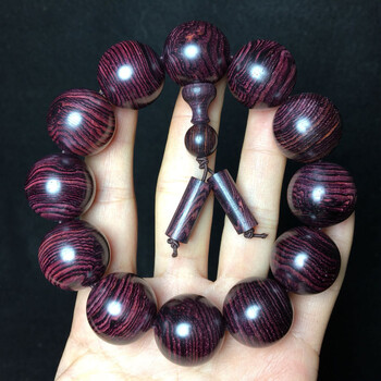 0佛珠念珠紫檀手链海南花梨木文玩满纹水波男情侣款 紫花梨1.5*15颗