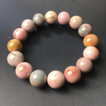 地球纹粉红阿拉善手链女彩色宝石善善玛瑙批发市场男女手串 地球纹粉