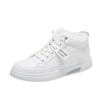 季回力休棉鞋女冬2022新款冬季加绒加厚小白鞋运动休闲女鞋冬款保白灰