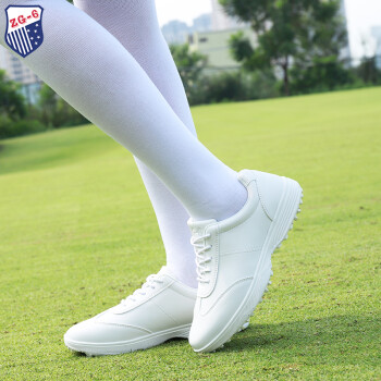 ZG6休闲运动鞋高尔夫球鞋女白色进口超纤固定钉防水防滑透气白色35 