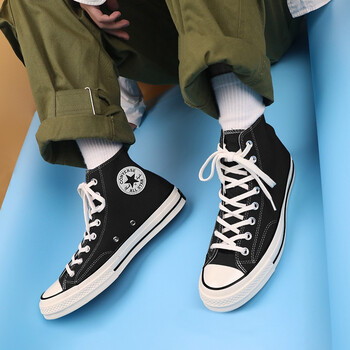 converse匡威男鞋2022夏季新款chuck 1970s 三星标黑高帮复古帆布鞋