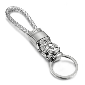 OXO钥匙扣男士女创意织绳汽车钥匙扣挂件腰挂钥匙链挂饰刻字生日礼物 银色+银色绳