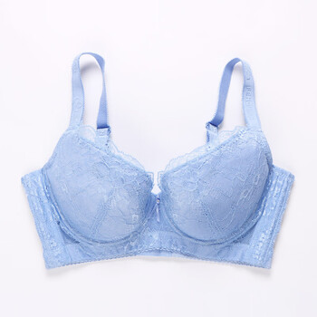 新品专业调整型内衣聚拢蕾丝胸罩薄款集中侧收副乳上托文胸 浅蓝色