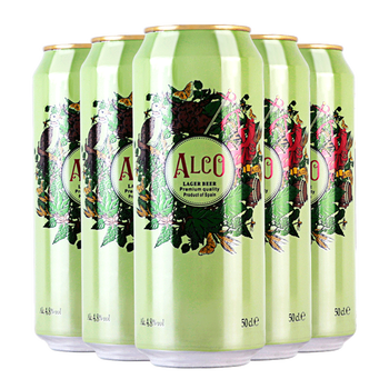 欧洲进口啤酒 阿尔寇啤酒500毫升装 阿尔寇黄啤500毫升*5听