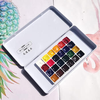 水彩颜料固体分装 小清新马卡龙色美术绘画日式美甲晕染专用 美捷乐