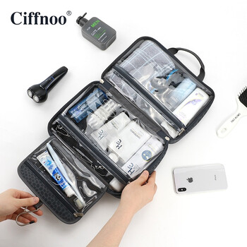 琪斐诺（Ciffnoo） 商务洗漱包旅行防水大容量便携紫色悬挂式可折叠收纳包 灰色