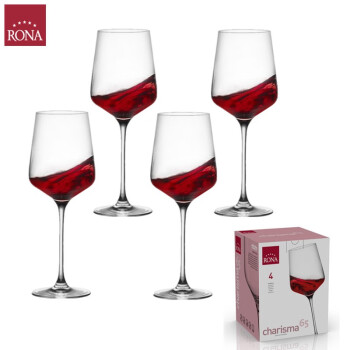 洛娜 捷克进口RONA无铅水晶高脚杯大号波尔多葡萄酒红酒杯 （四只装） 450ml
