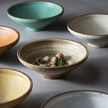 半房 日式斗笠碗粗陶拉面碗家用复古创意餐具怀旧吃面碗汤碗沙拉碗 8