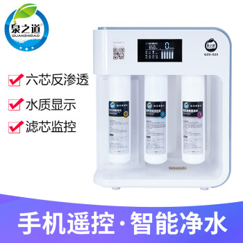 泉之道家庭厨房系列高端防漏水智能提醒反渗透RO膜净水器QZD-G20 白灰 （有显有网）75G