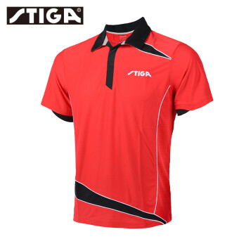 斯帝卡（Stiga）短袖透气速干比赛训练T恤运动服装斯帝卡男女款拼接乒乓球服 CA-75141红色 S