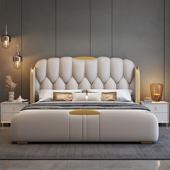 8米现代简约主卧新款极简高端气质储物婚床 真皮床 1500mm*2000mm框架