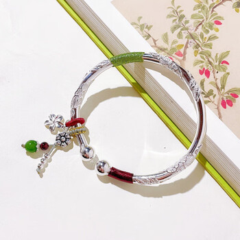 小周生银9繁花似锦手镯古风镯子国潮编织原创情人节礼物 繁花银手镯