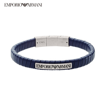 阿玛尼（EmporioArmani） 男士手链 蓝色男士logo鹰标款时尚手链 送男友礼物 EGS2639040 蓝色
