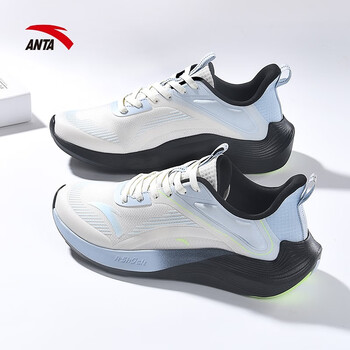 安踏男鞋运动鞋子男夏季跑步鞋男士休闲鞋减震防滑毒刺2慢跑鞋 象牙白