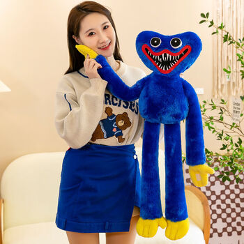 poppy playtime大蓝猫玩偶毛绒玩具香肠怪挂件礼物 80cm长毛蓝色波比