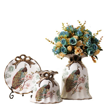 欧式陶瓷花瓶小摆件美式创意客厅家居电视柜酒柜装饰品结婚礼物 复古