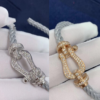 饰之秀手绳钢丝红绳半钻满钻18马蹄大小8字扣手链七夕情人节 中号满钻