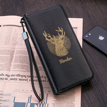 昙蓓漫男士长款商务拉链钱包韩版男款休闲多卡位手拿