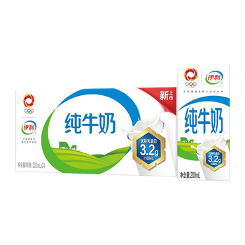 伊利 无菌砖纯牛奶盒装 儿童学生营养早餐奶乳蛋白早餐搭档 纯牛奶200