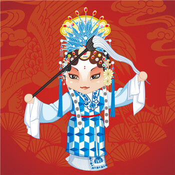 ?幼儿园装饰画挂画卡通画儿童q版京剧戏剧脸谱墙画火锅店餐厅壁画sn25