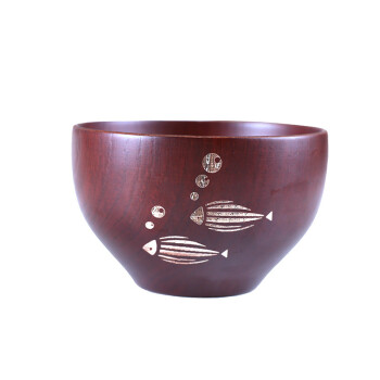 半物生活 木碗 日式儿童饭碗 家用木头碗 大号实木碗个性碗木制餐具 栗木小鱼碗(直径11.5CM)