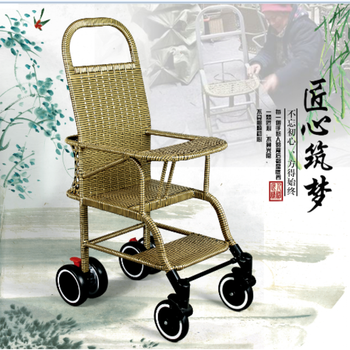 儿童竹椅推车婴儿宝宝竹藤推车夏季仿藤椅推车轻便竹编推车小孩竹子小
