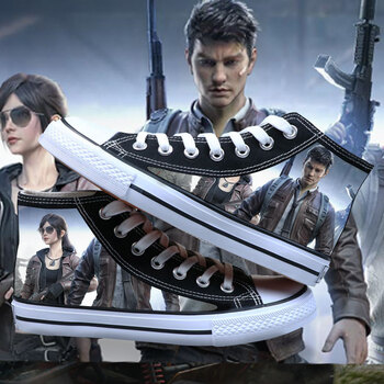 小孩帆布鞋8-16岁和平精英33-44码男孩高帮平底休闲吃鸡周边中大童