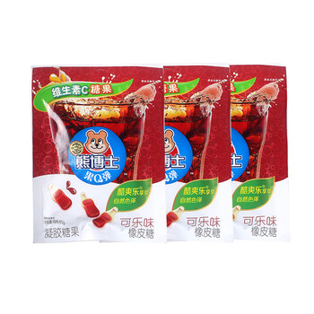 徐福记熊博士橡皮糖袋装儿童糖果汁软糖水果味qq糖 可乐味60g*3袋