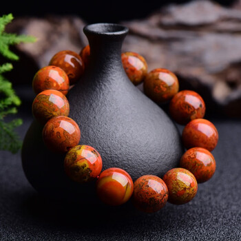 snqp高端品质红玛瑙宣化战国红玛瑙手链单圈圆珠手链手串一物一图情侣