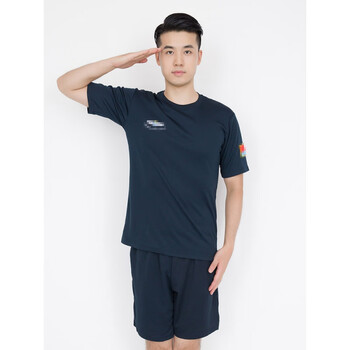 绽晴 空军训练服套装飞行员圆领短袖t恤衫速干透气军迷户外男 白色