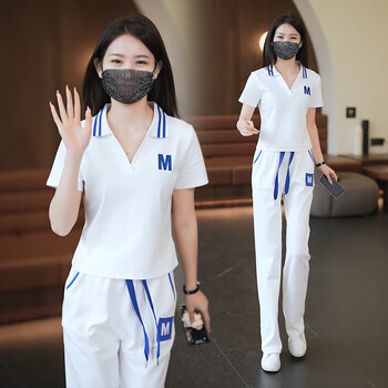 zhengdie)休闲运动服套装女2023夏装新款韩版宽松显瘦跑步服两件 白色