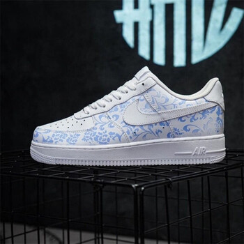【官方京选】aj空军一号青花瓷男女板鞋光感温变小白鞋低帮休闲鞋百搭